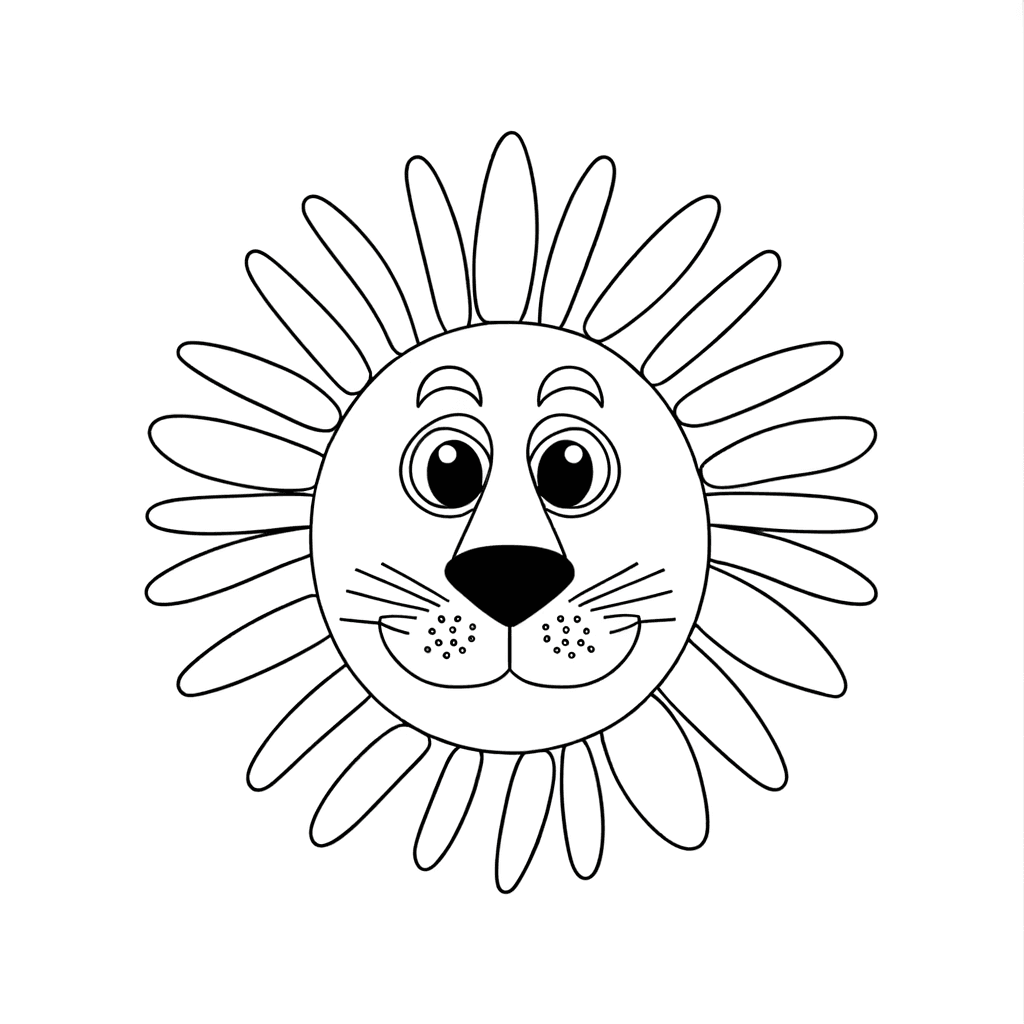 Lachendes Löwengesicht als Sonne