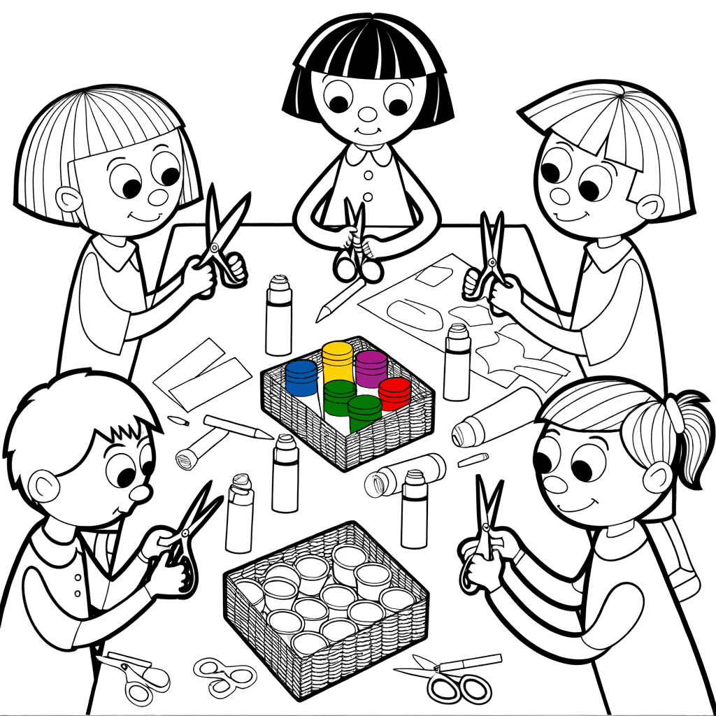 Niños haciendo manualidades