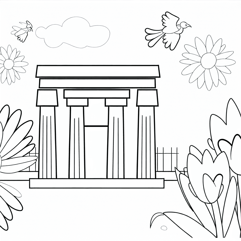 Ägyptischer Tempel zum Ausmalen