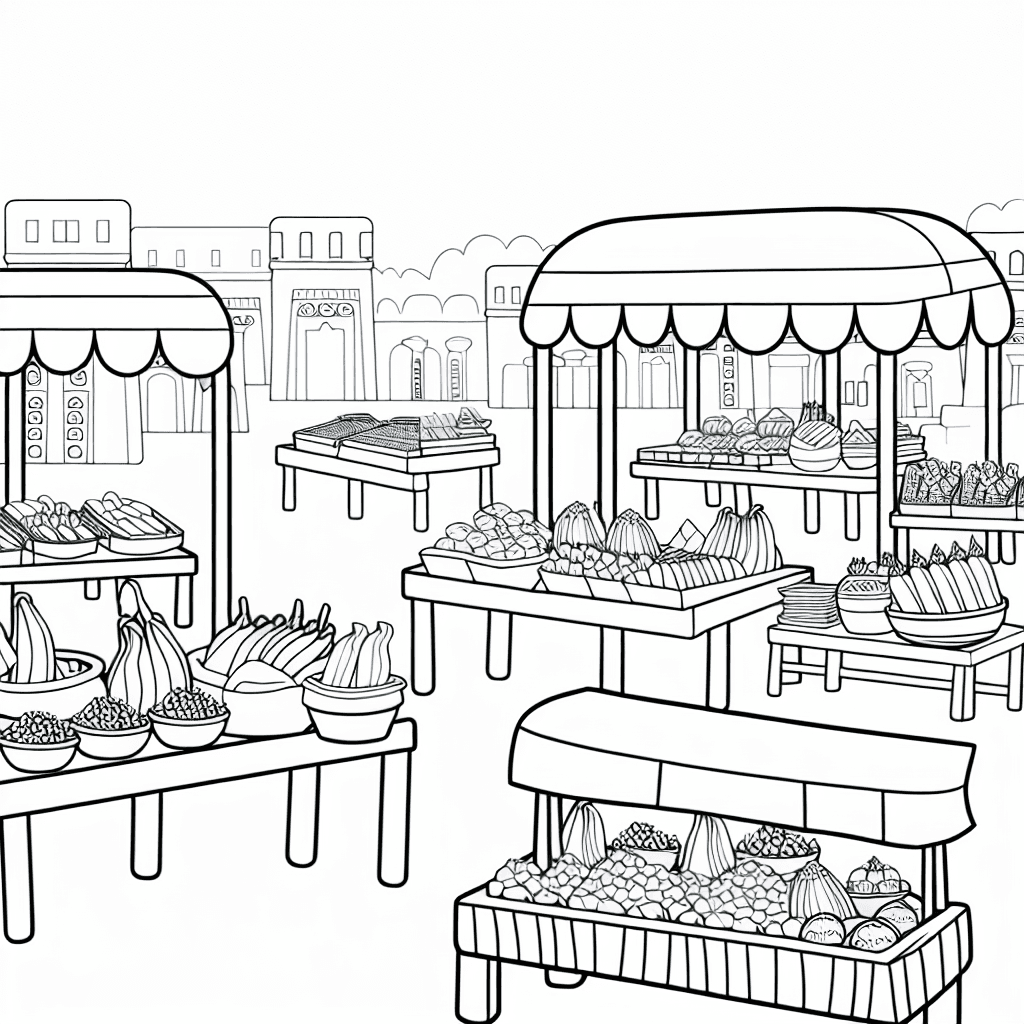 Ägyptischer Markt zum Ausmalen