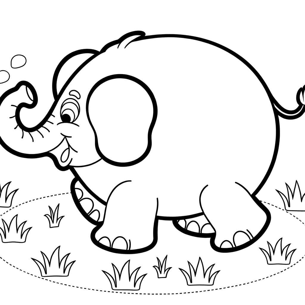 Petit éléphant mignon : Coloriage simple pour tout-petits