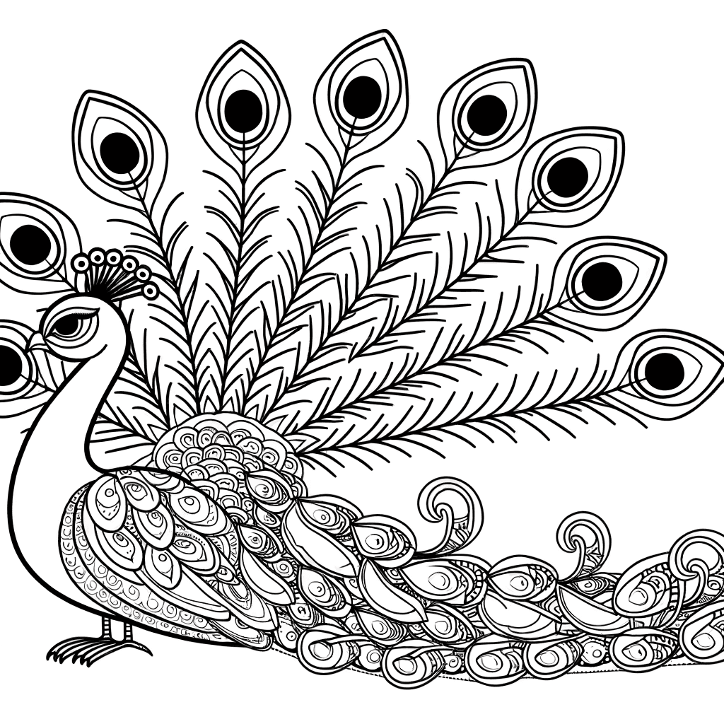 Paon majestueux faisant la roue