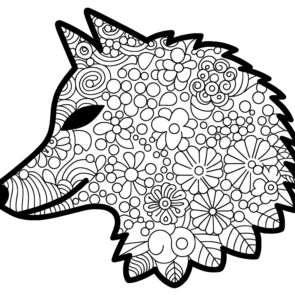 Coloriage Loup Zentangle pour Adultes