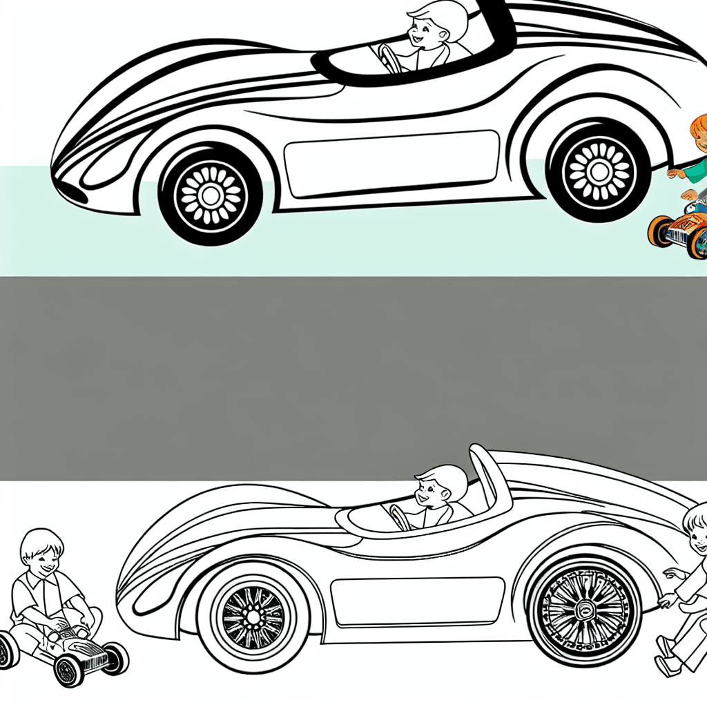 Colorful Sports Car with Kids to Color