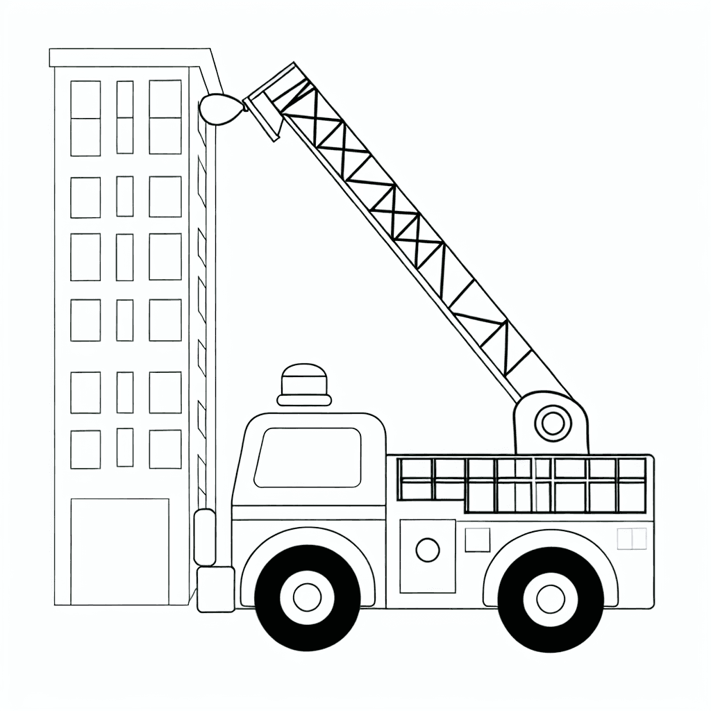 Fire Truck with Ladder Coloring Page