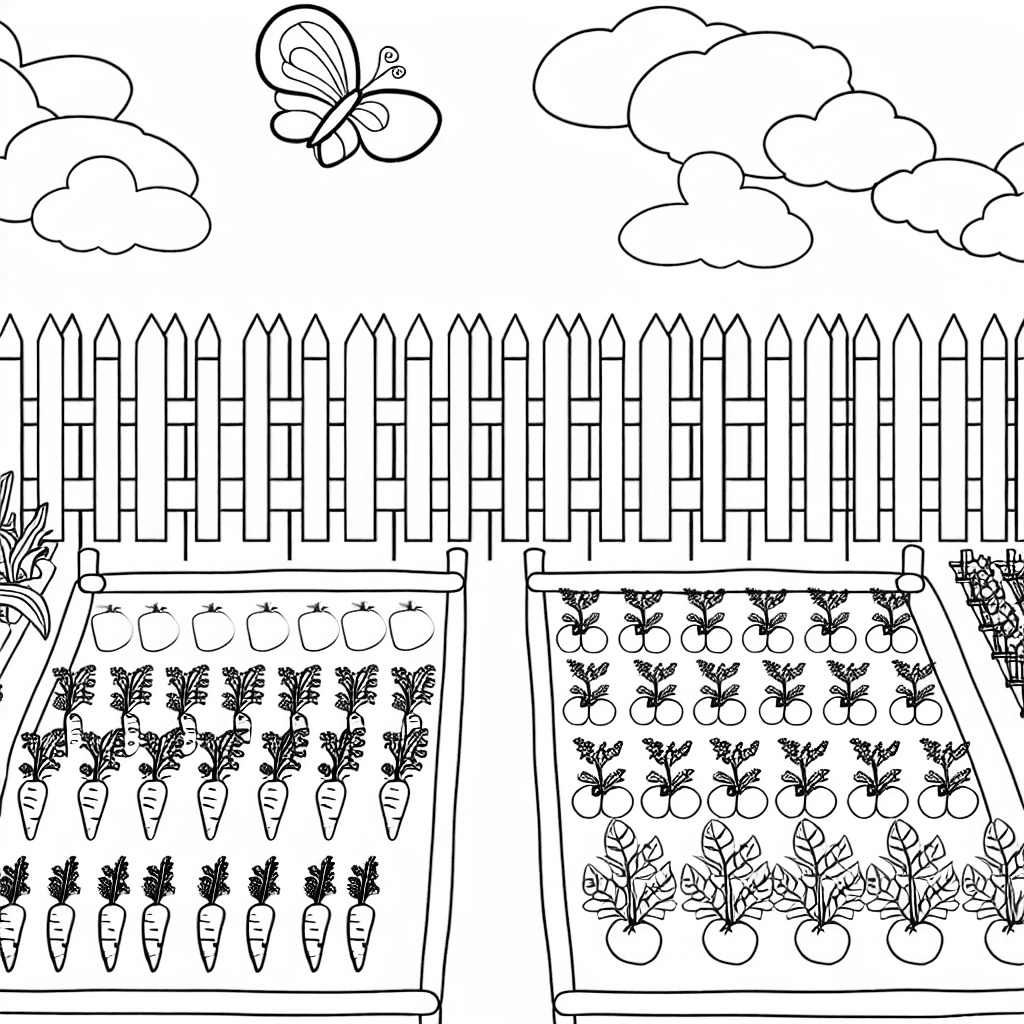 Bauernhof Garten mit Gemüse Ausmalbild