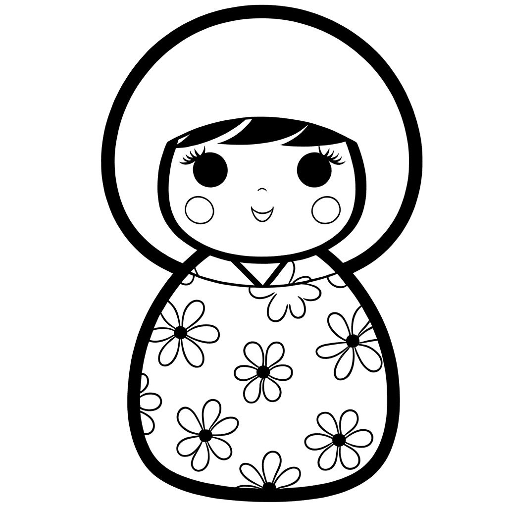 Coloriage Poupée Kokeshi Mignonne