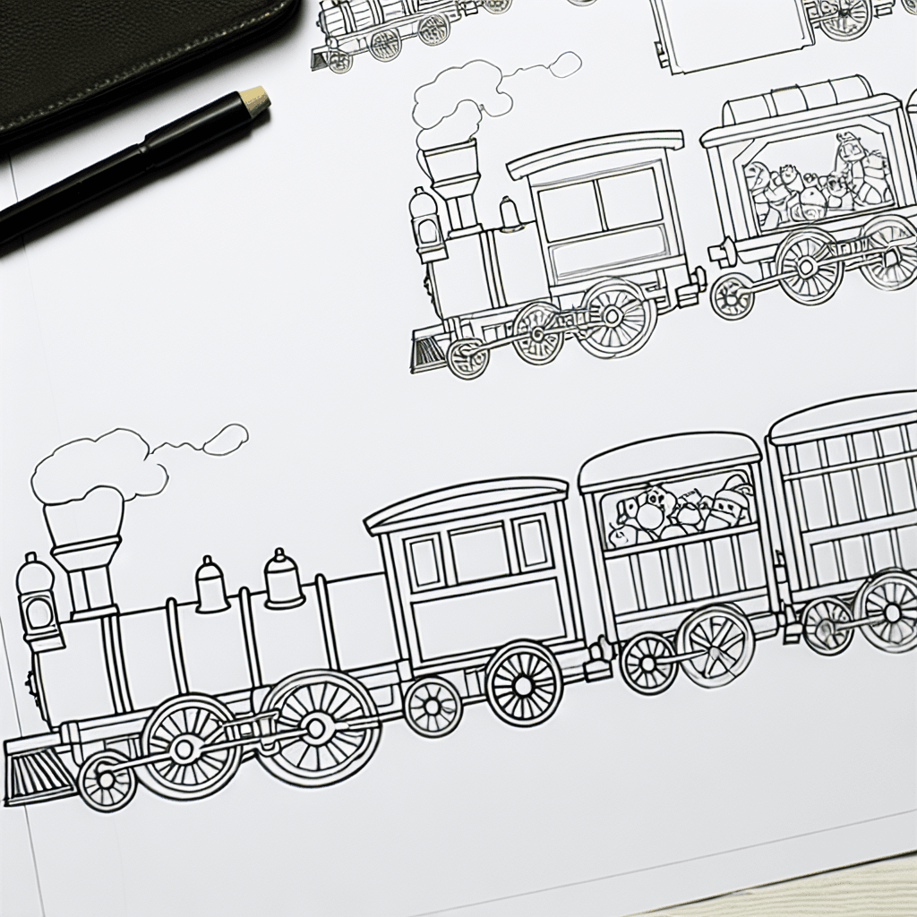 Kleurrijke trein met wagons om in te kleuren