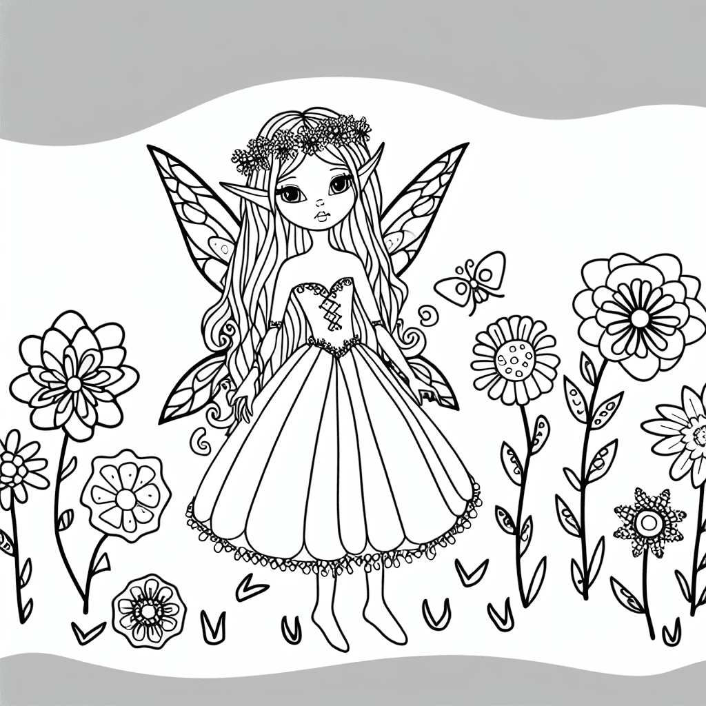 Elfe auf blühender Wiese