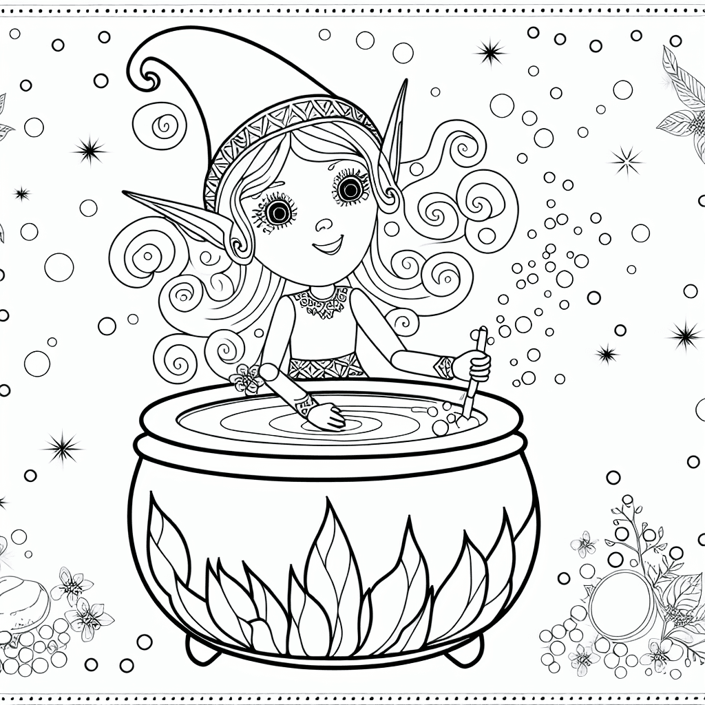 Elfe braut einen Zaubertrank