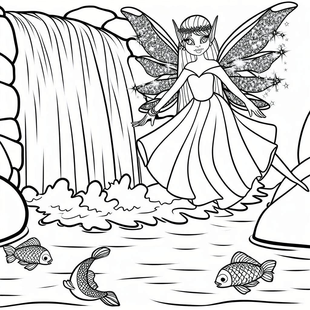 Elfe über dem Wasserfall