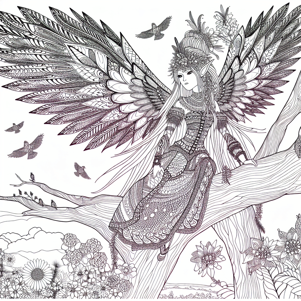 Majestätische Elfe auf hohem Ast