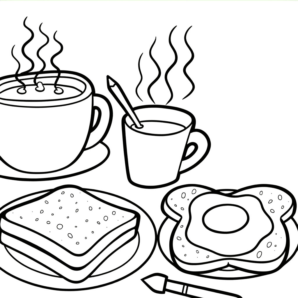 Dibujo para colorear Mesa de Desayuno con Chocolate