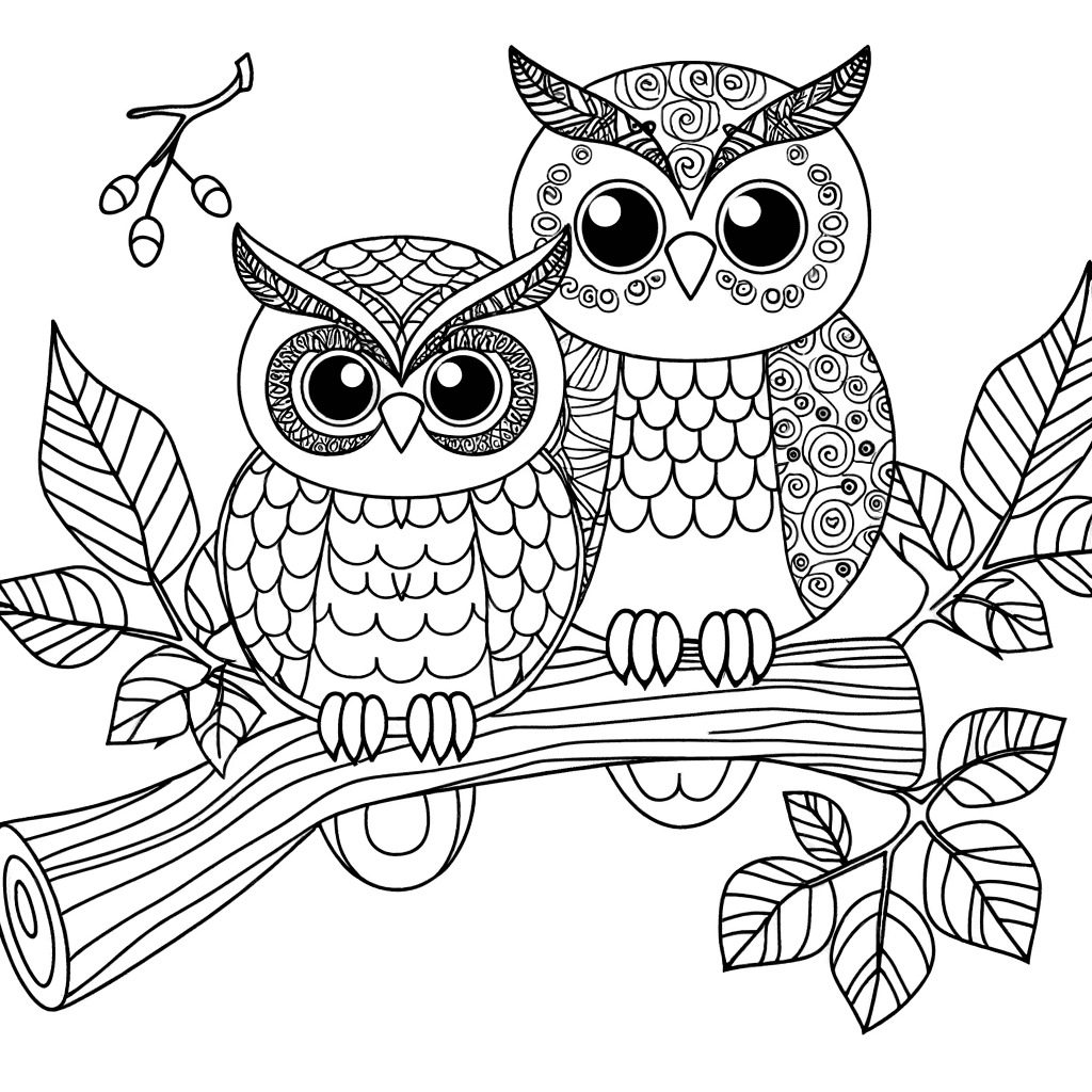 Two Owl Friends on a Branch