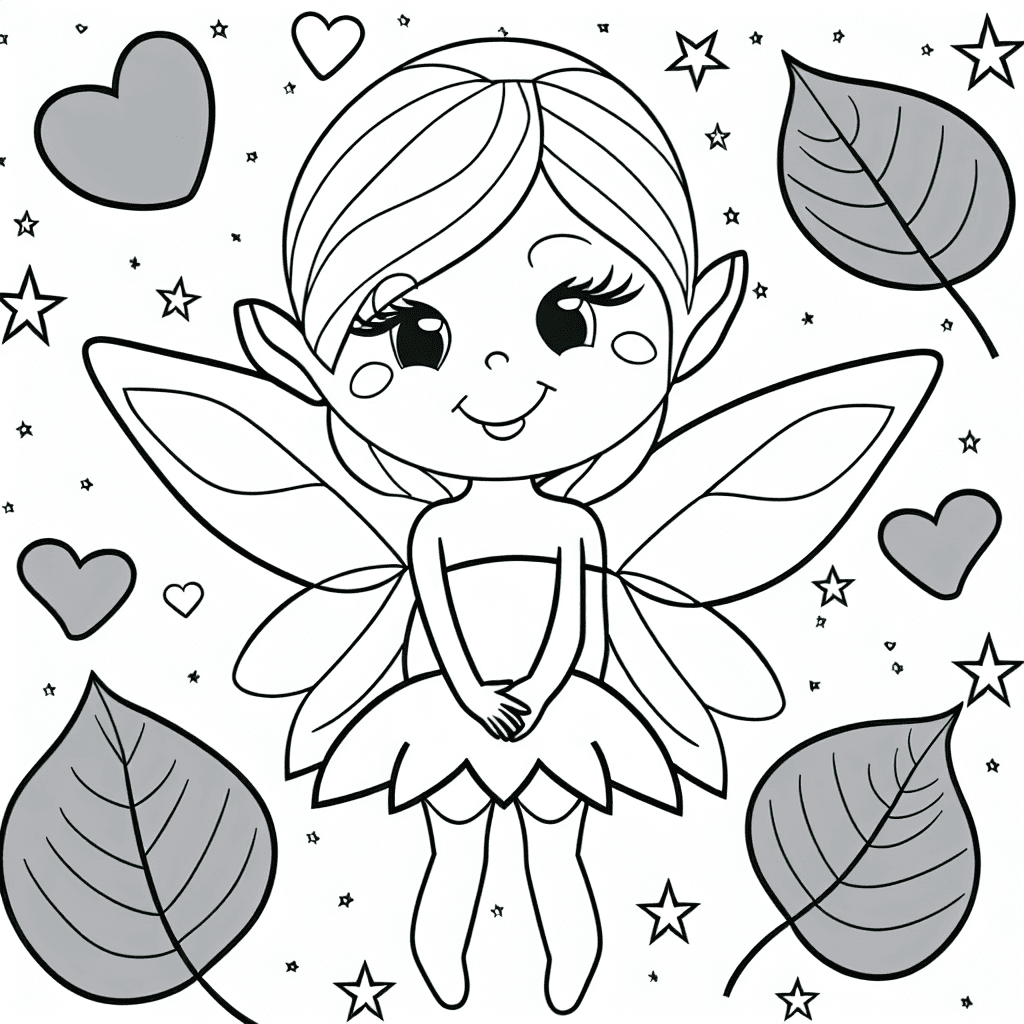 Lächelnde Fee mit Herzen und Sternen