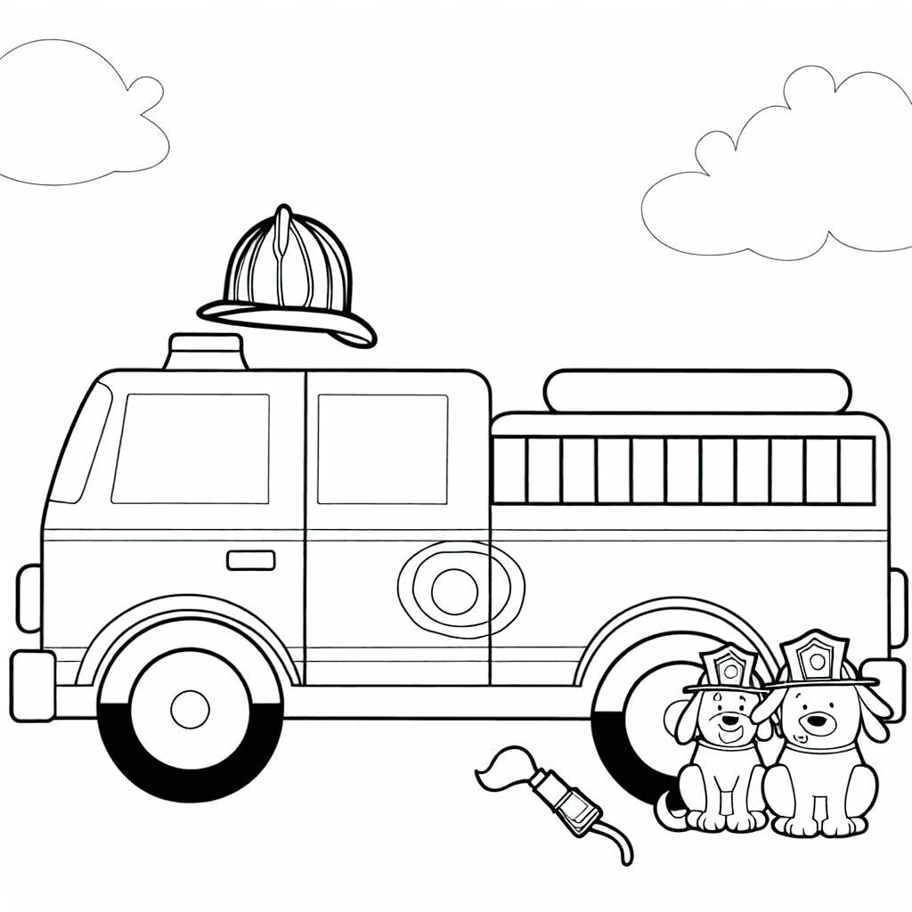 Feuerwehrauto mit Feuerwehrhunden