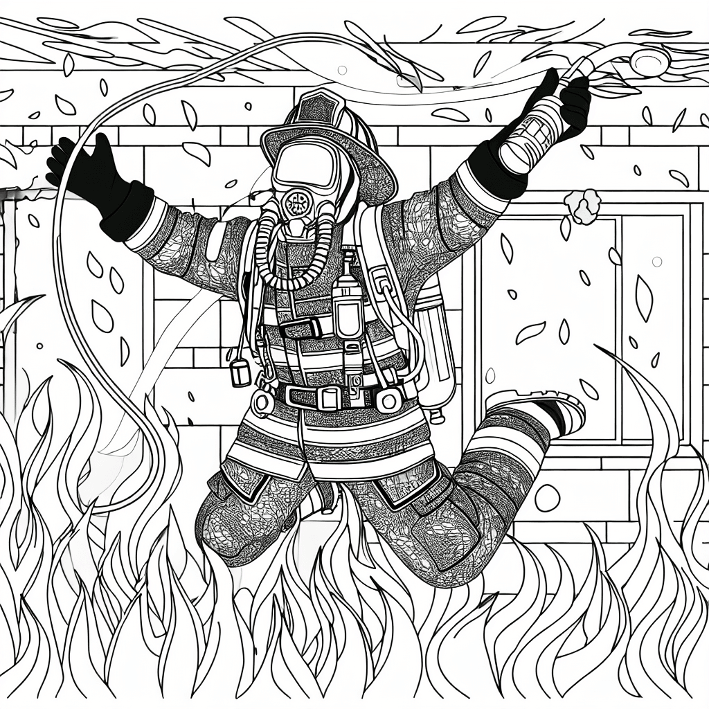 Feuerwehrmann im Einsatz – Ausmalbild