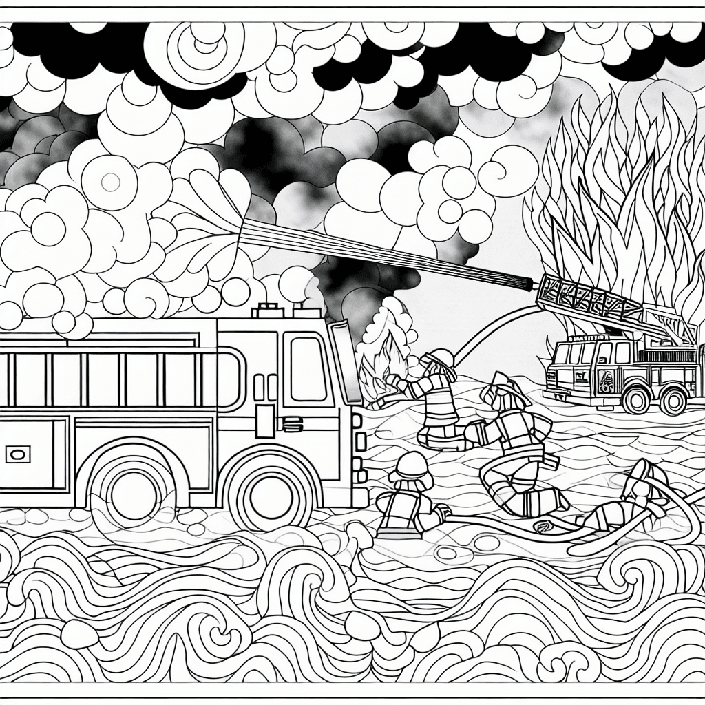 Feuerwehrwagen im Einsatz Ausmalbild