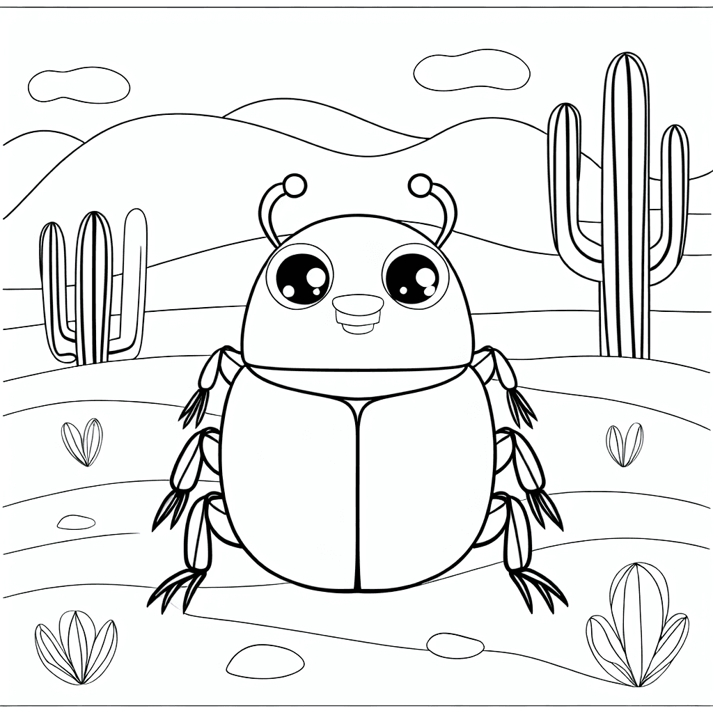 Pagina da Colorare Scarabeo Felice