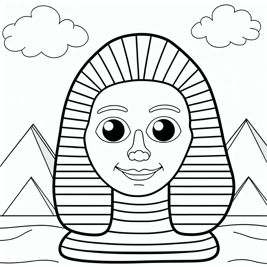 Lustige Sphinx mit Pyramiden Ausmalbild