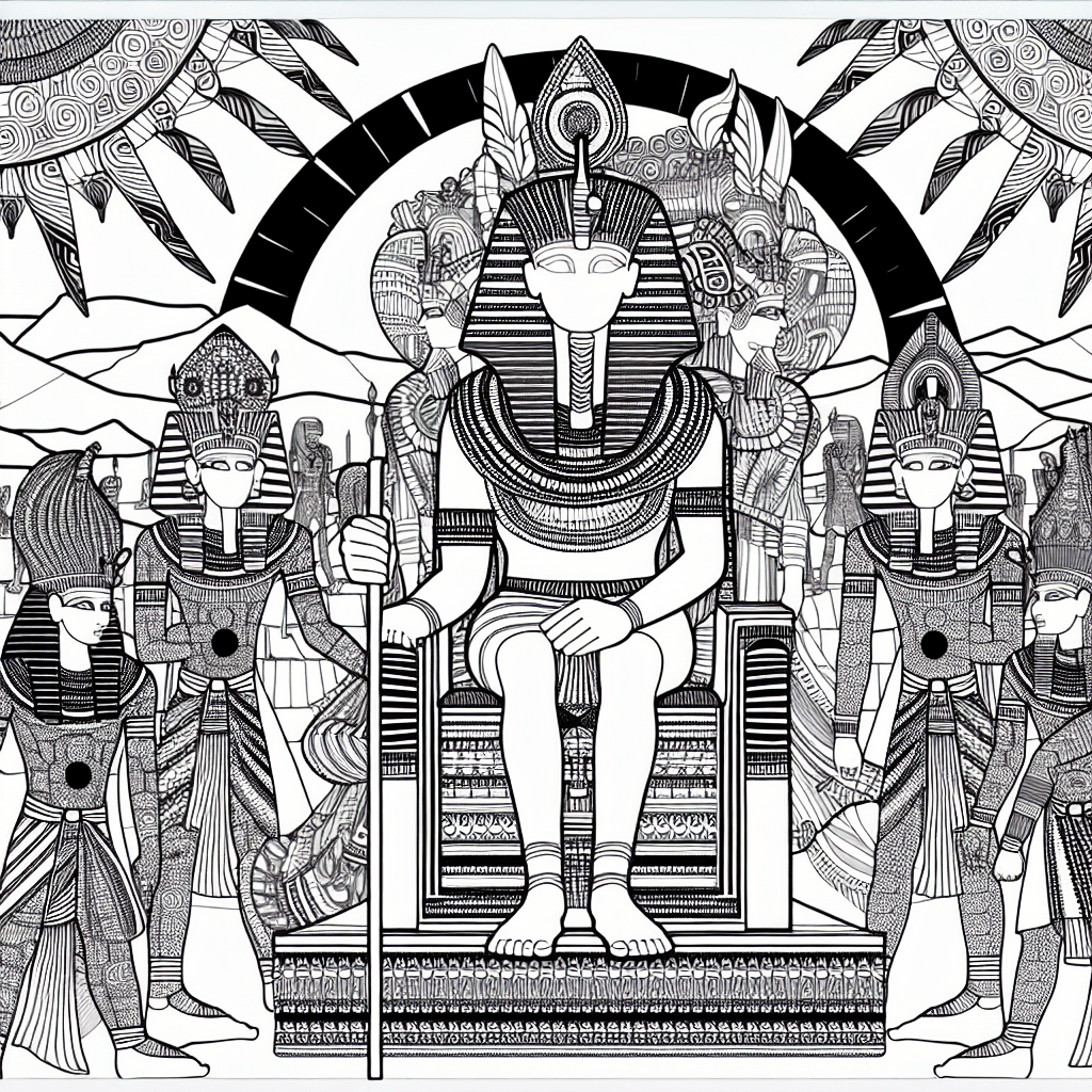 Pharao auf dem Thron Ausmalbild