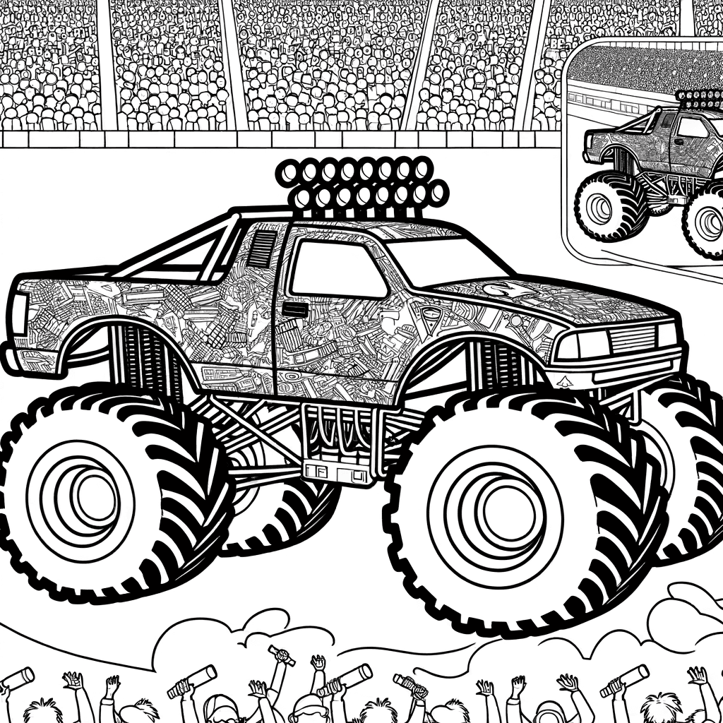 Moderner Monstertruck in der Arena Ausmalbild