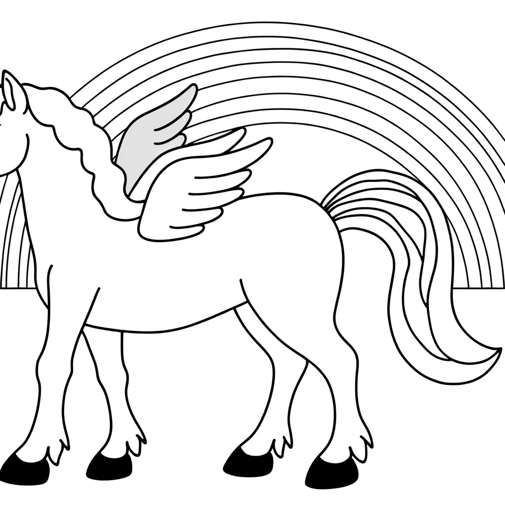 Pegasus under Rainbow Coloring Page