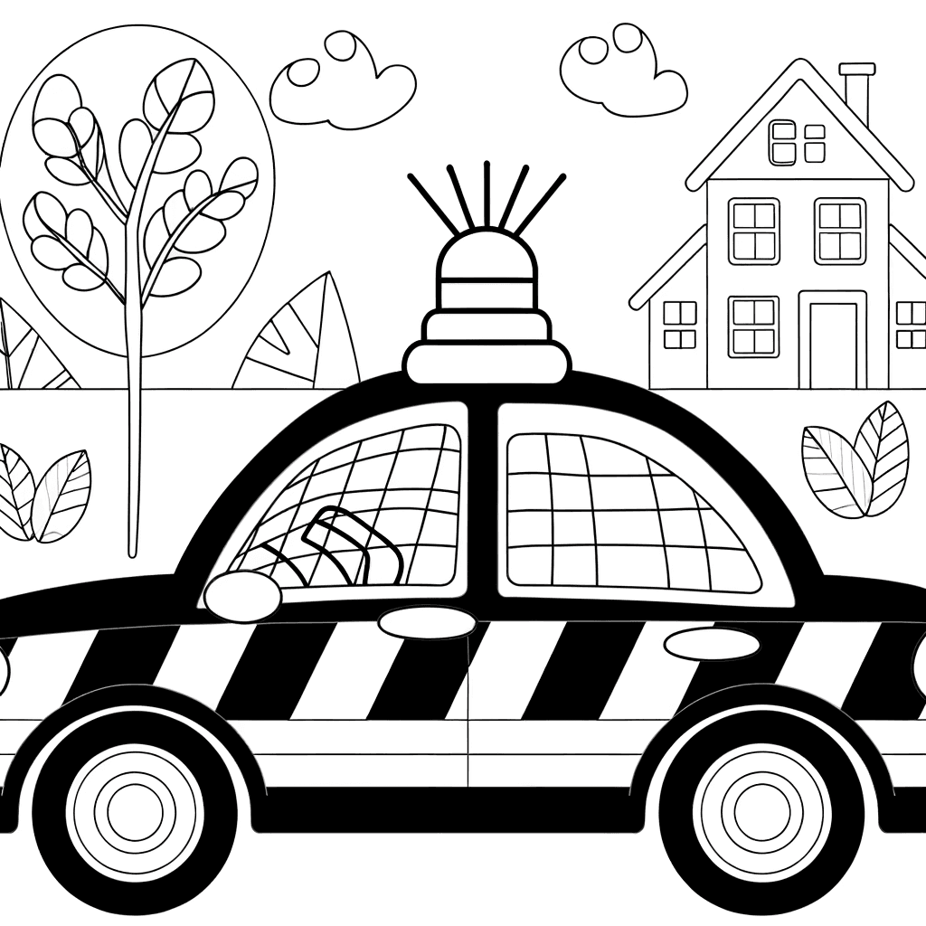 Modern Police Car in the City Coloring Page