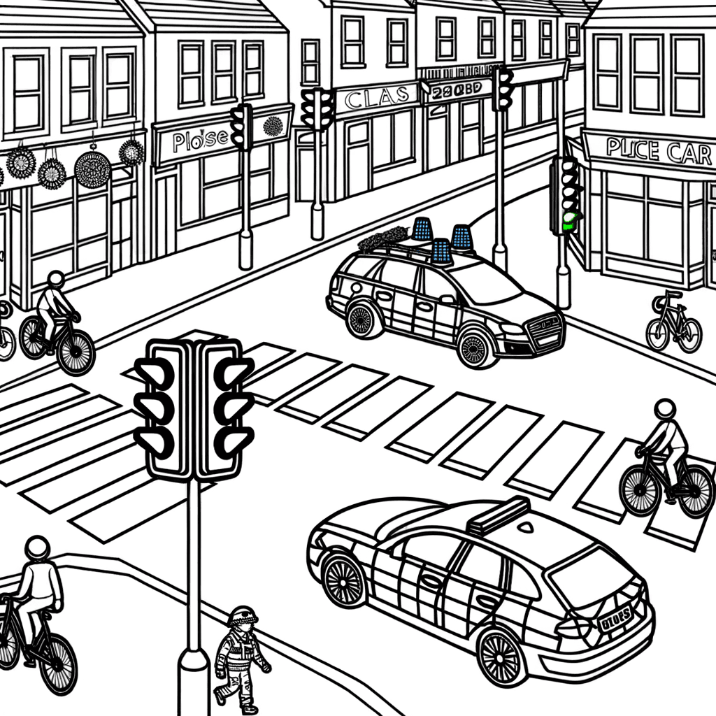 Politieauto in de Stad: Gedetailleerde Straatscène