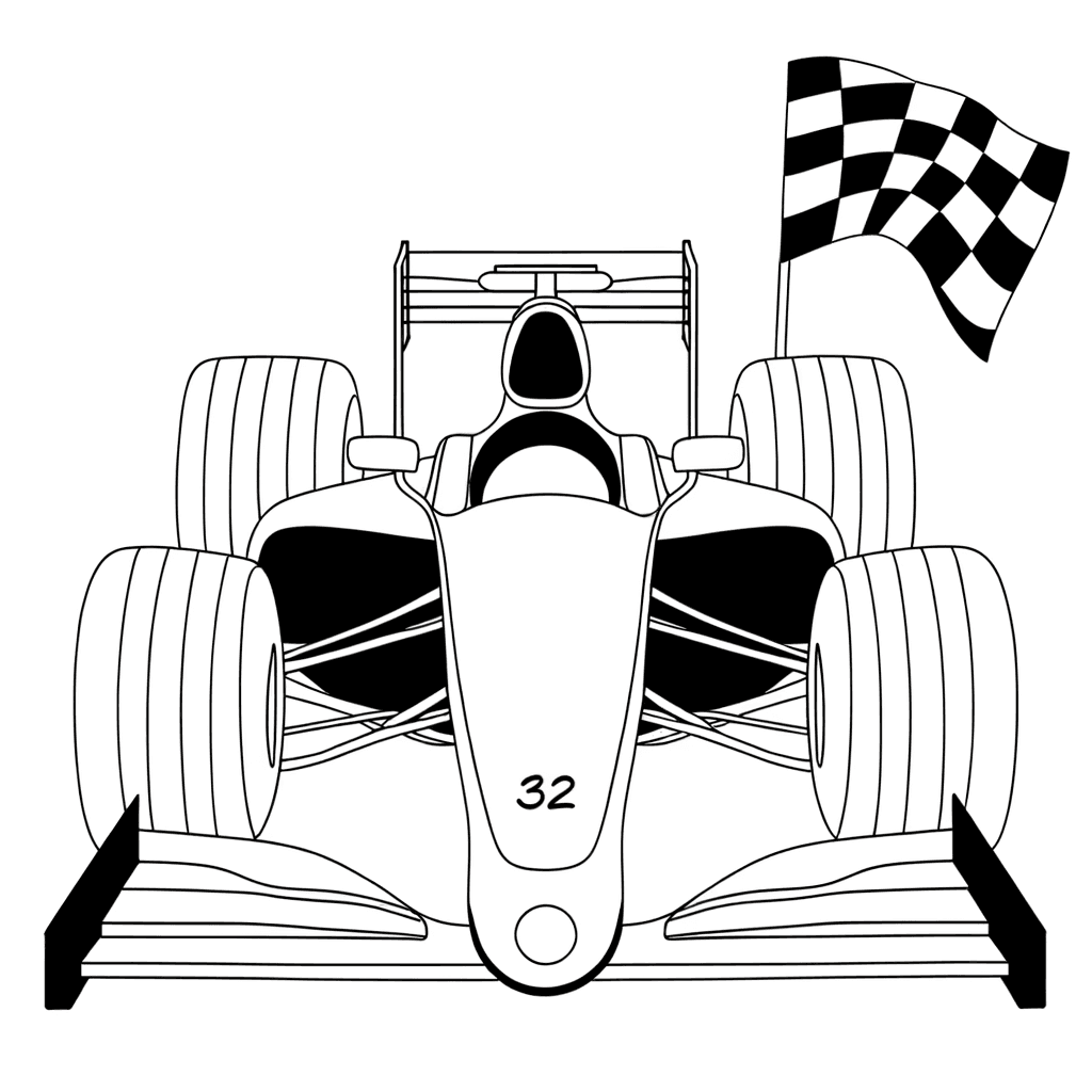 Kleiner Formel-1-Wagen mit Zielflagge