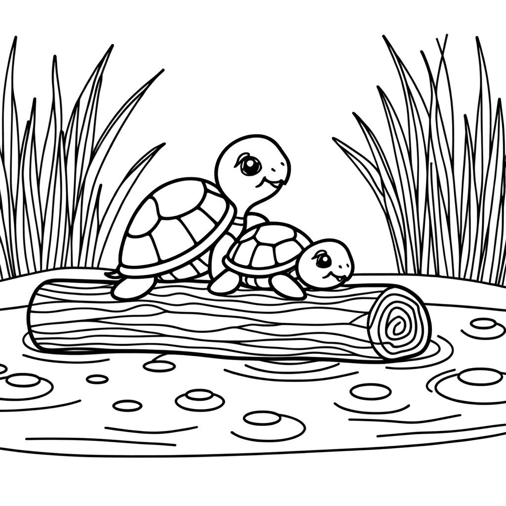 Zwei kleine Schildkröten auf einem Baumstamm