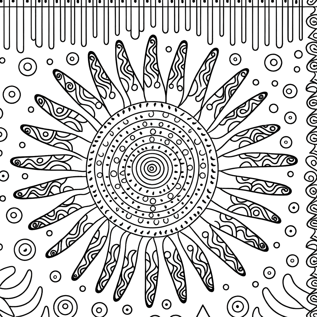 Complex Sun Mandala Coloring Page