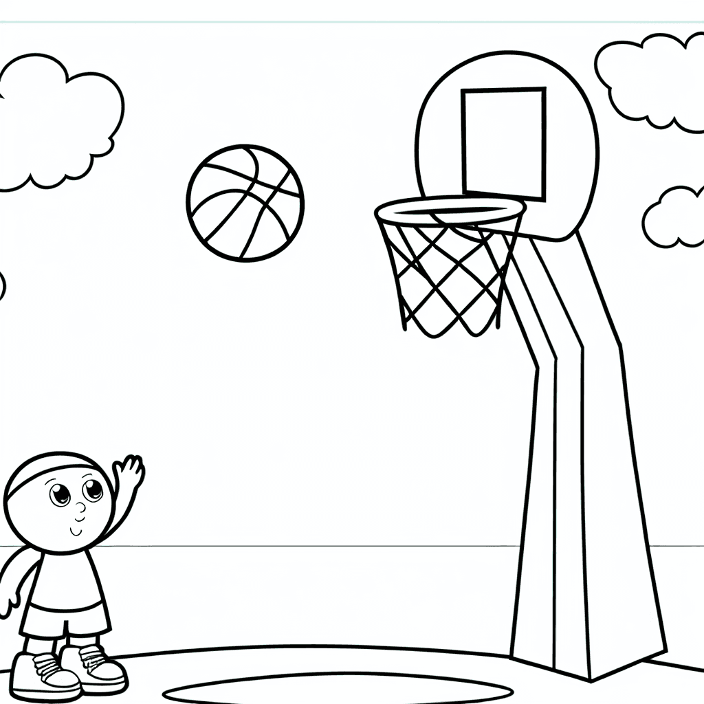 Basketballkorb mit fliegendem Ball