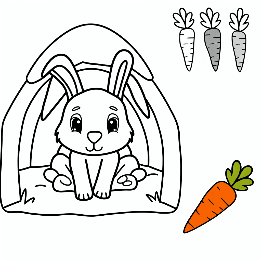 Kleines Kaninchen im Bau Ausmalbild