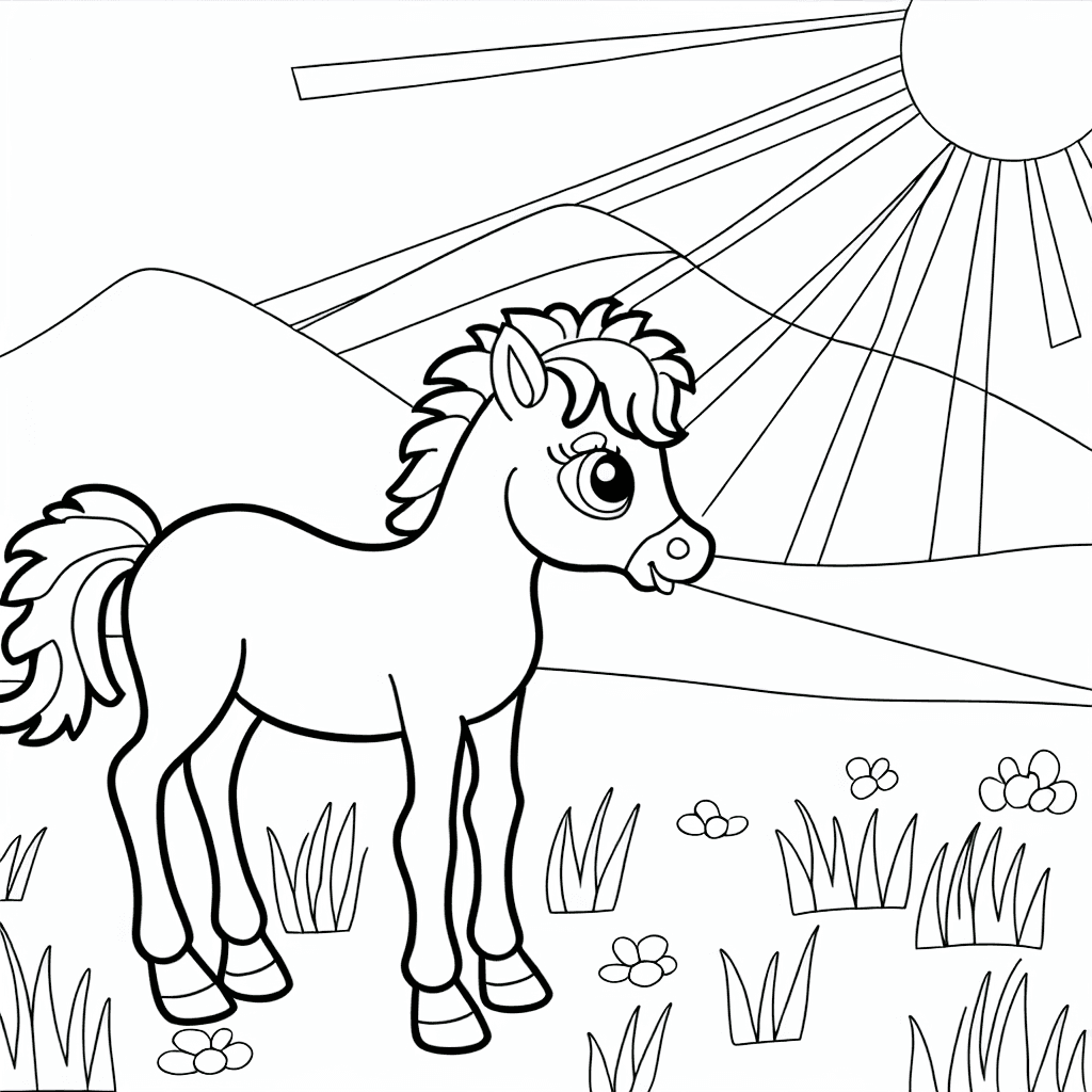 Lustiges Fohlen zum Ausmalen