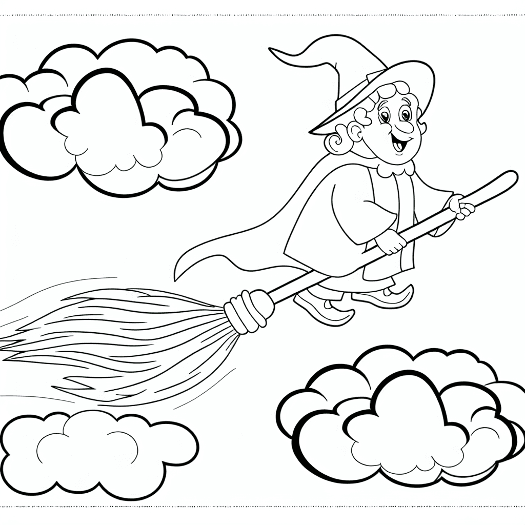 Kleiner Zauberer auf dem Besen