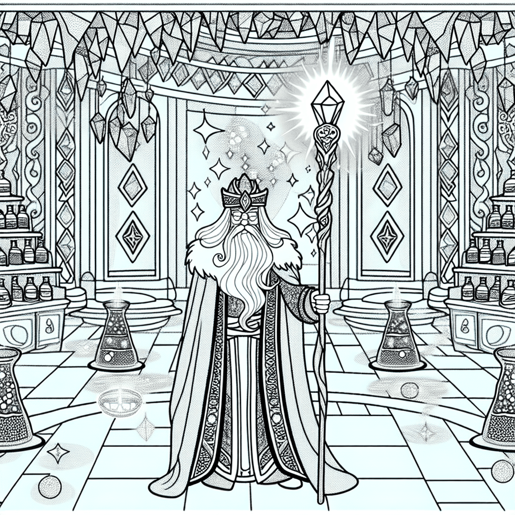 Mächtiger Zauberer in magischer Halle