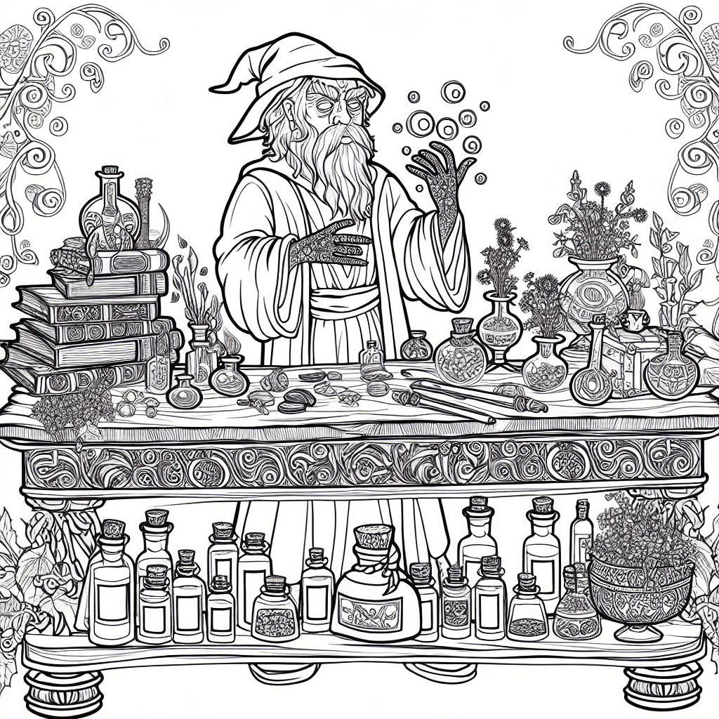 Zauberer am magischen Tisch