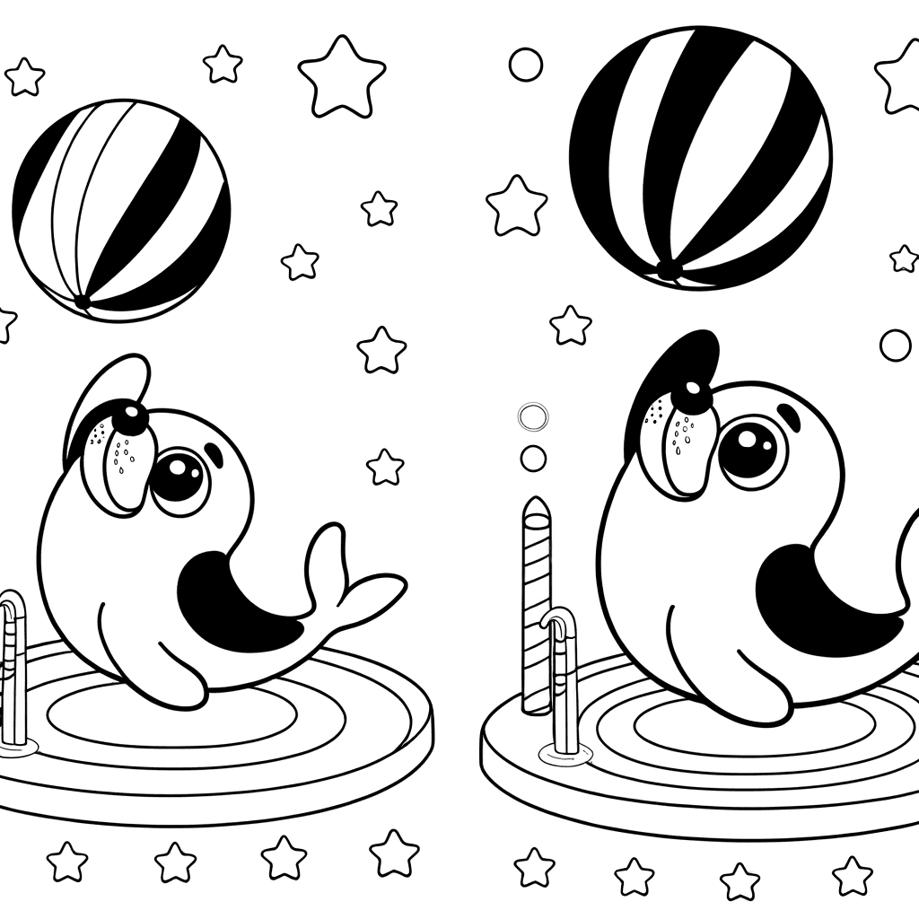 Coloriage : Otarie de cirque avec un ballon